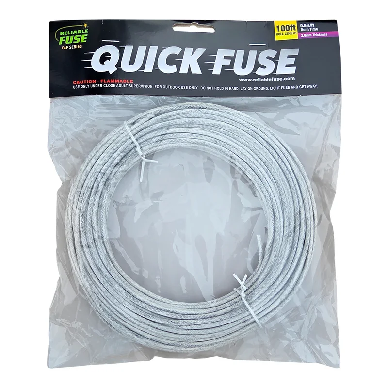 Reliable Fuse white 2.8mm Quick Fuse, 100 foot roll in a clear bag