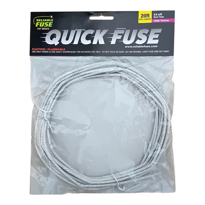 Reliable Fuse white 2.8mm Quick Fuse, 20 foot roll in a clear bag