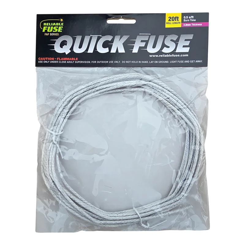 Reliable Fuse white 2.8mm Quick Fuse, 20 foot roll in a clear bag