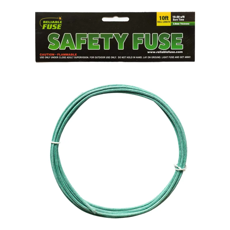 Reliable Fuse 3.0mm safety fuse, 10 foot roll of light green fuse