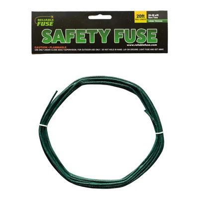 Reliable Fuse 3.0mm safety fuse, 20 foot roll of dark green fuse