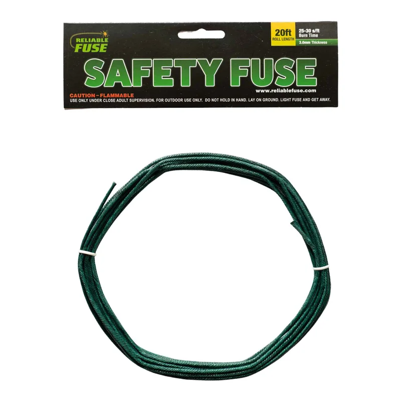 Reliable Fuse 3.0mm safety fuse, 20 foot roll of dark green fuse