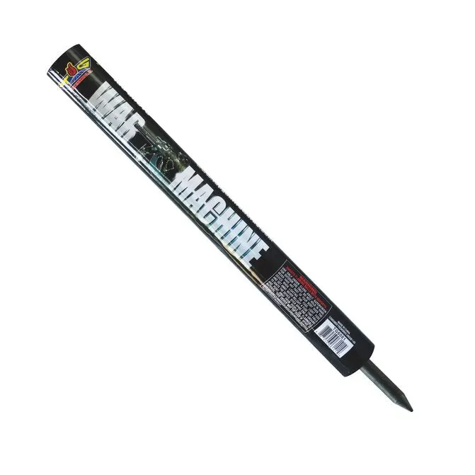 War Machine single tube firework on a ground stake