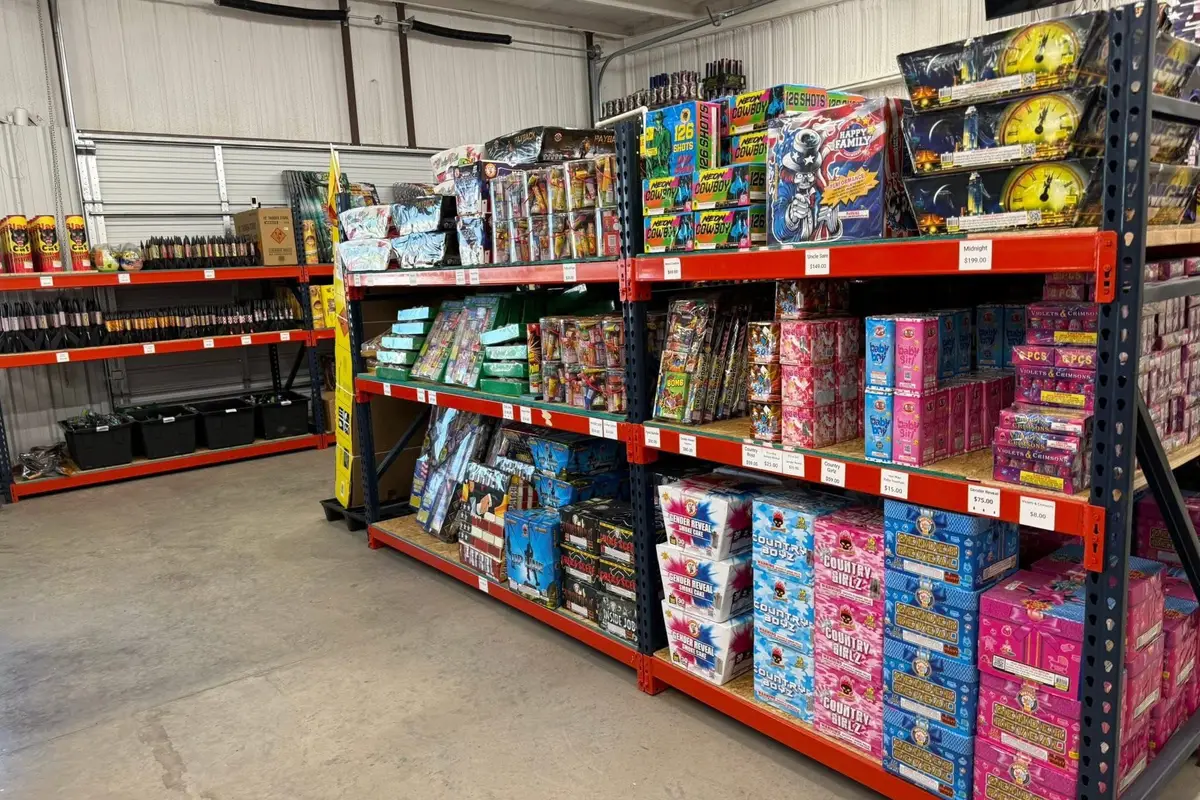 Shelves of assorted aerial cakes