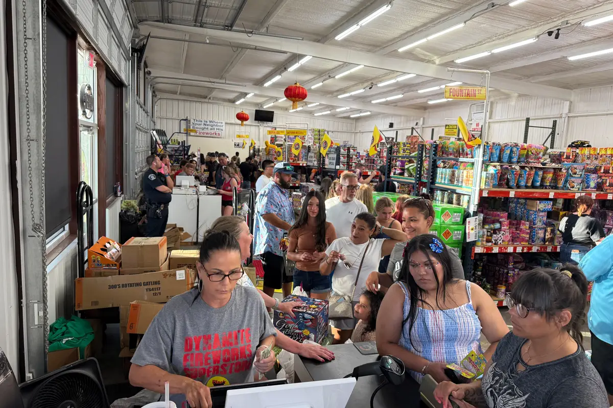 The checkout counter on a 4th of July evening