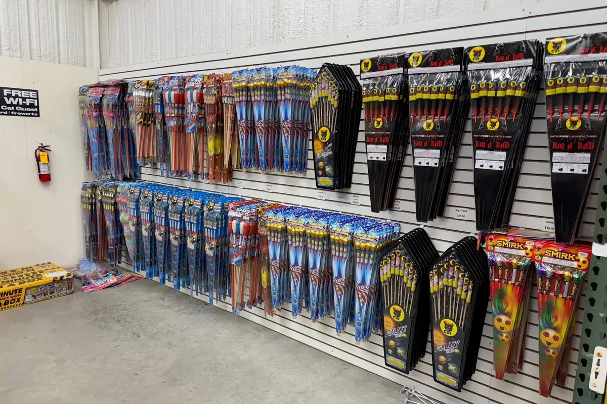 A wall of rockets on display